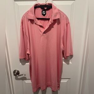 Mens FootJoy Pink White Striped Polo Golf Shirt Size L